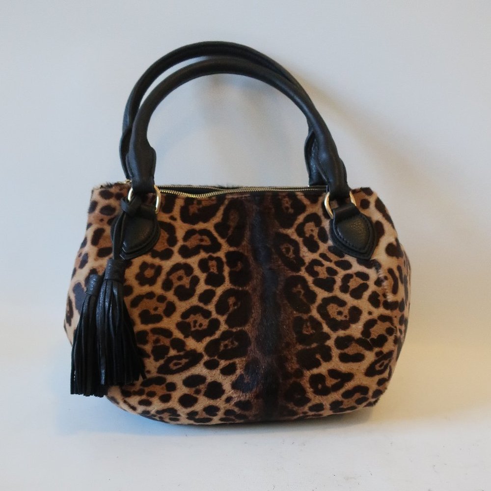 J. Crew Leopard Print Satchel with Black Accents - Picture 7 of 12